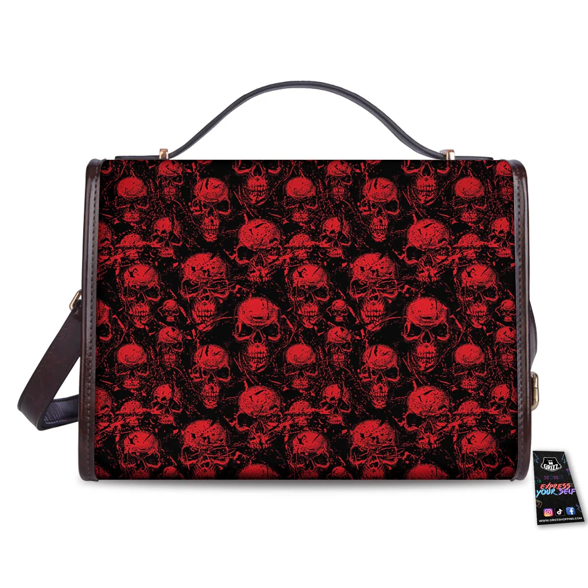 Skeleton Scary Print Pattern Women's Satchel Bag - Image 2