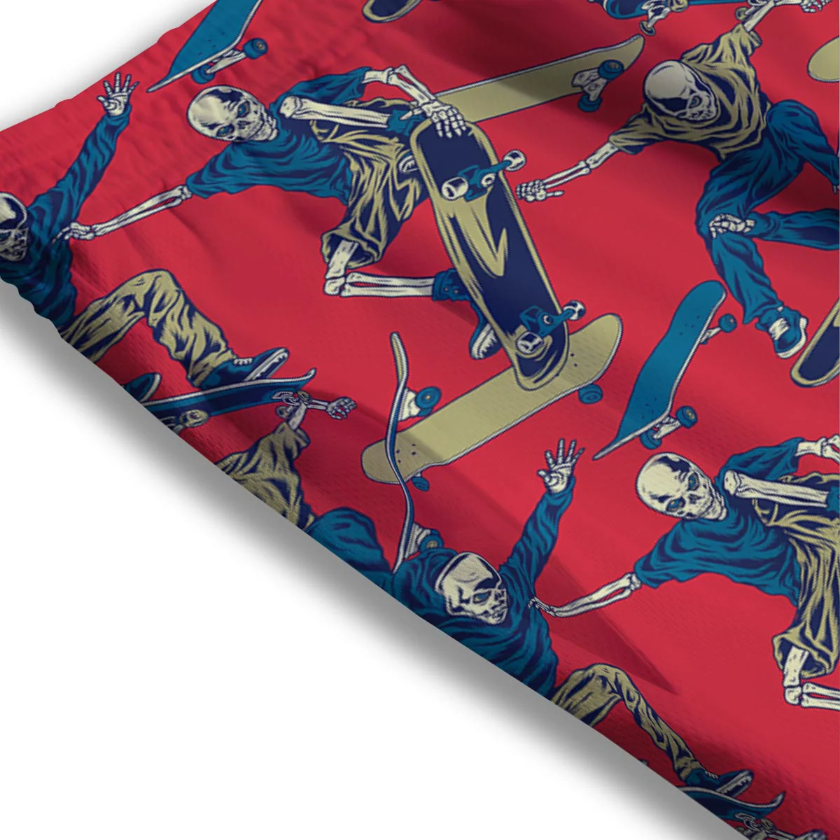Skeleton Skateboarding Print Pattern Mesh Shorts - Image 3