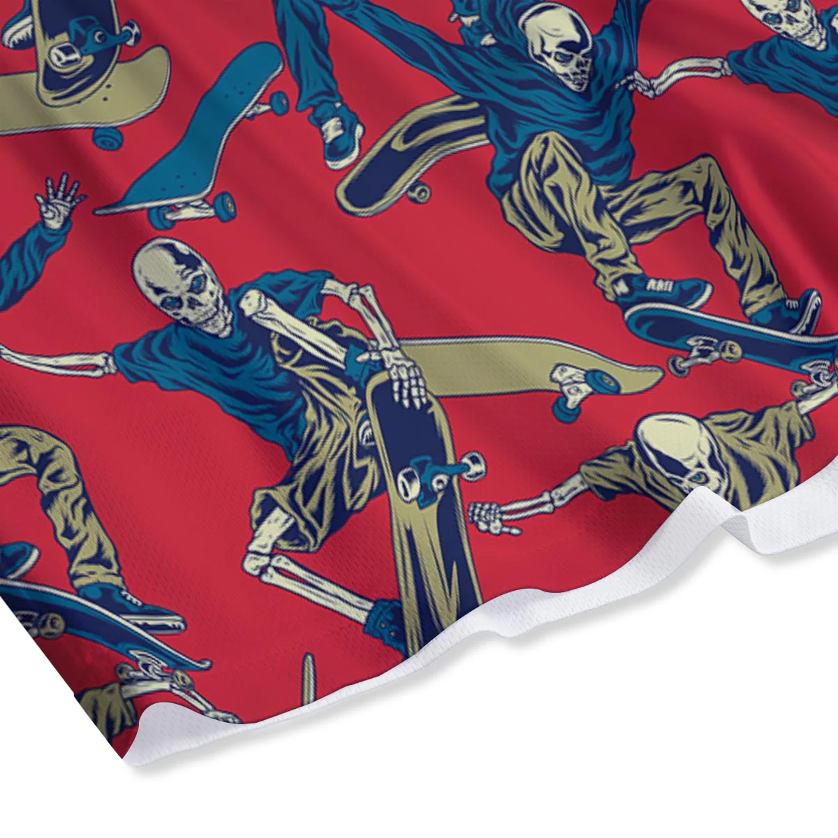 Skeleton Skateboarding Print Pattern Mesh Shorts - Image 4