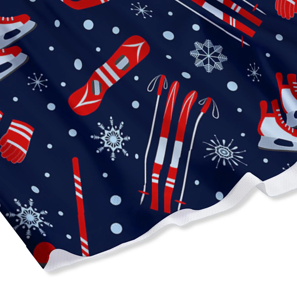 Skiing Equipment Print Pattern Mesh Shorts - Image 4