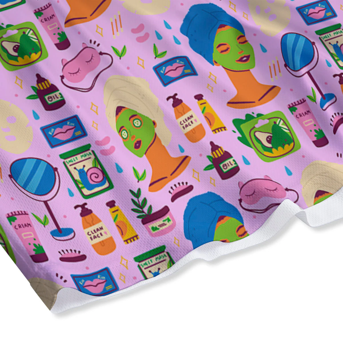 Skin Care And Face Care Print Pattern Mesh Shorts - Image 4