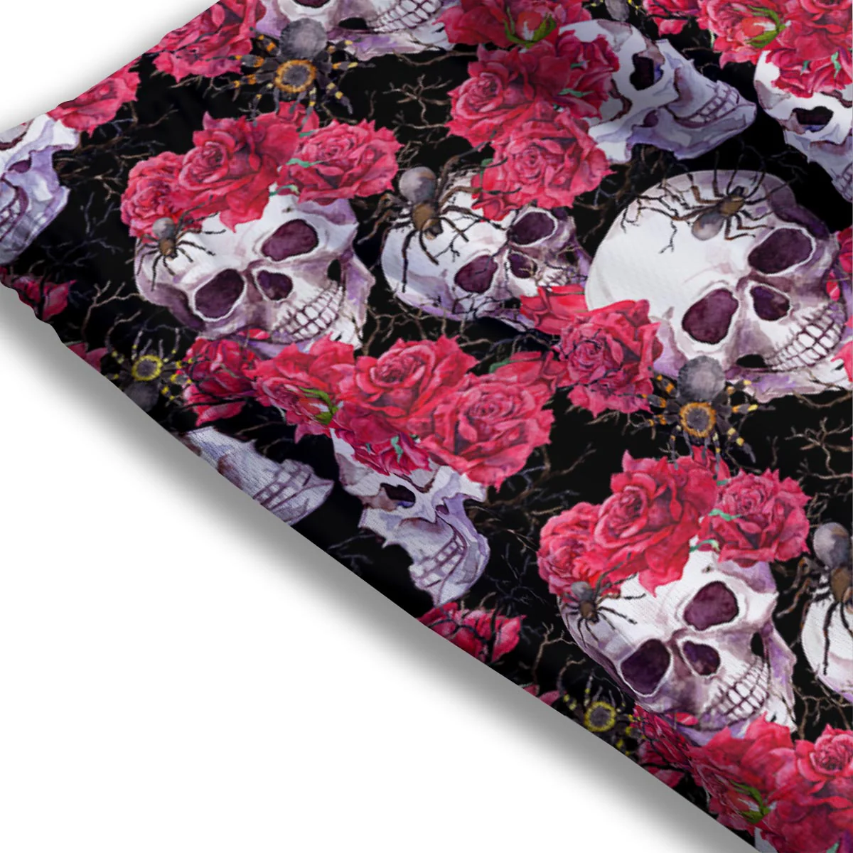 Skull And Rose Print Pattern Mesh Shorts - Image 3