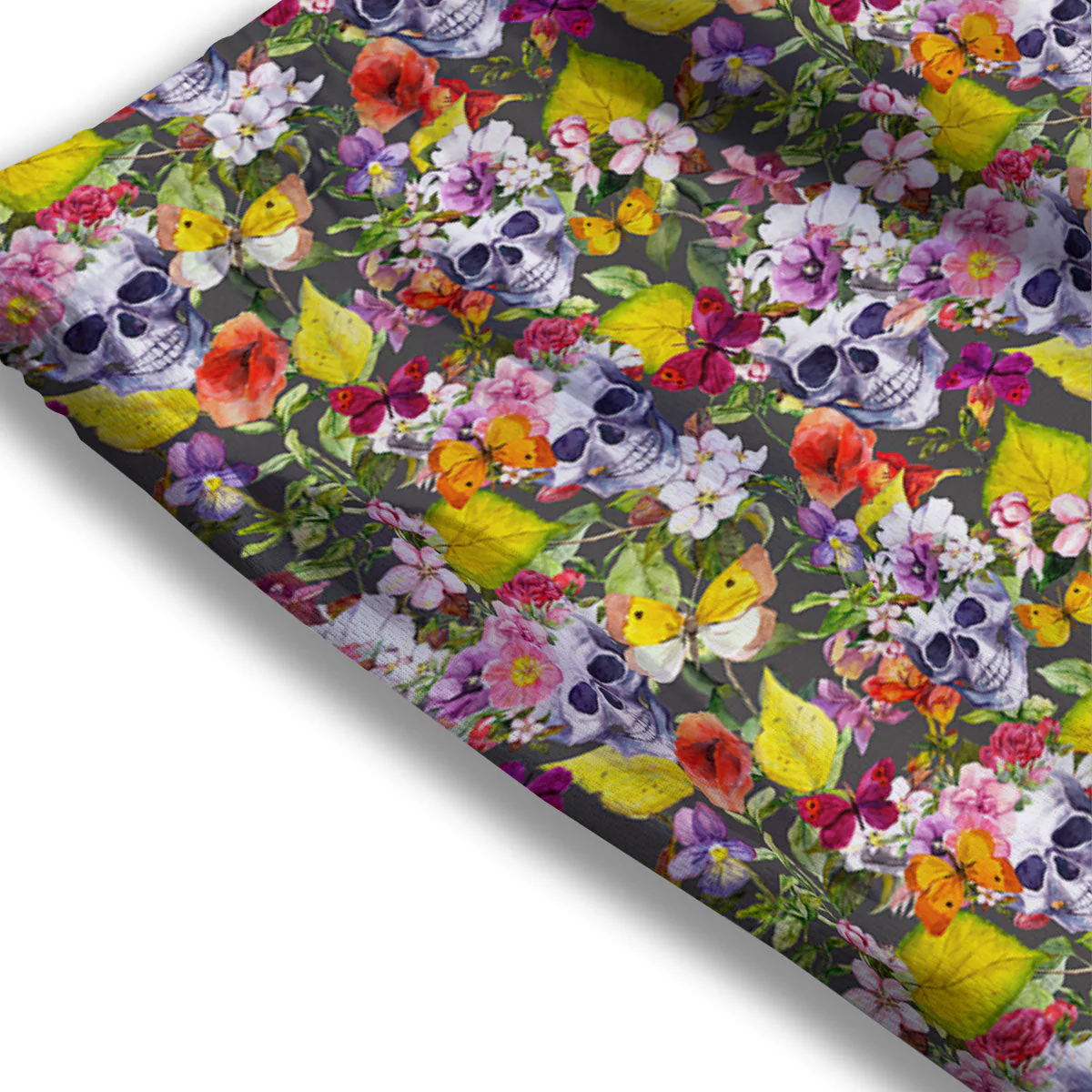 Skull Blossom Flowers Print Pattern Mesh Shorts - Image 3