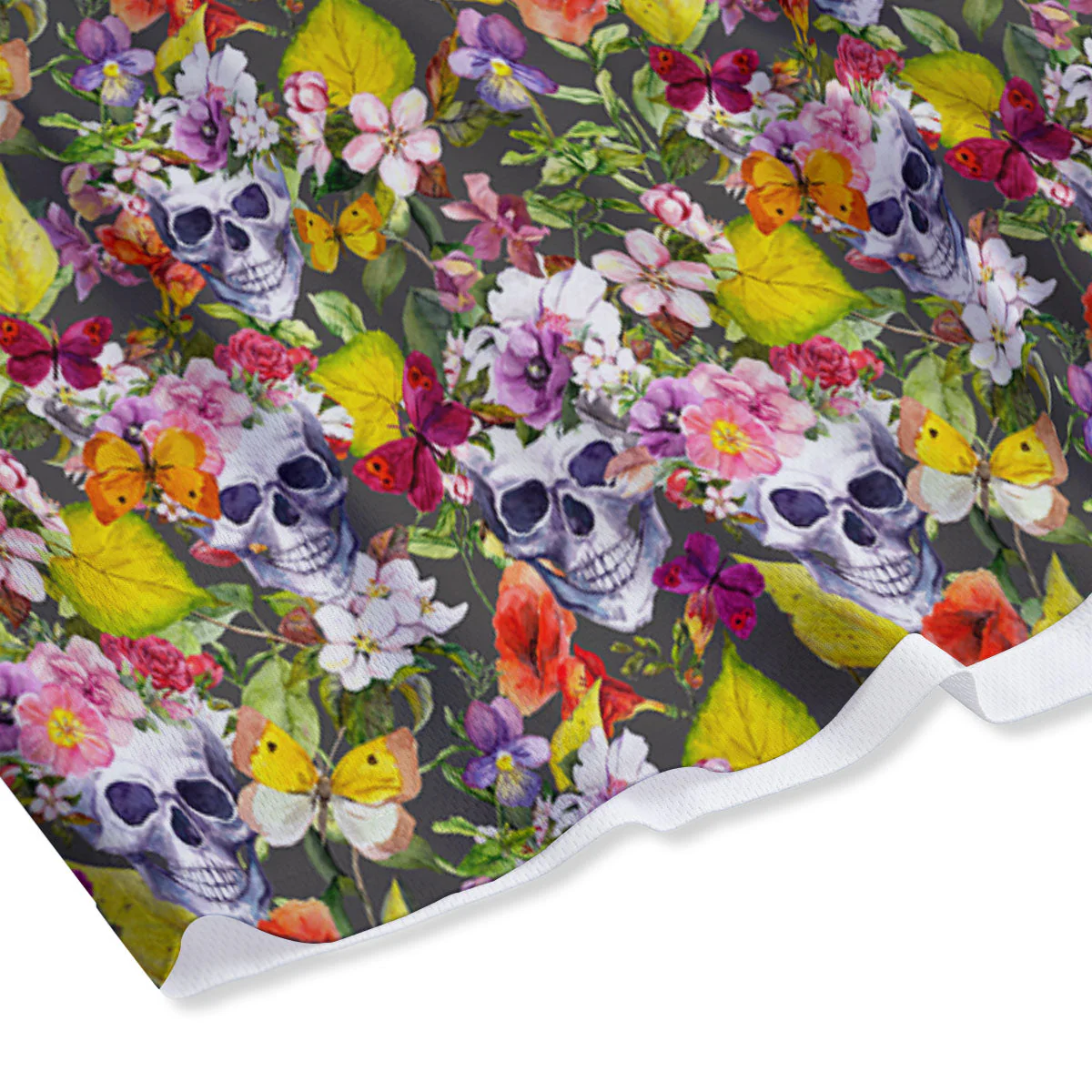 Skull Blossom Flowers Print Pattern Mesh Shorts - Image 4