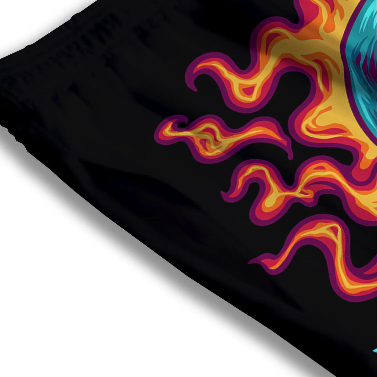 Skull Burning Print Mesh Shorts - Image 3