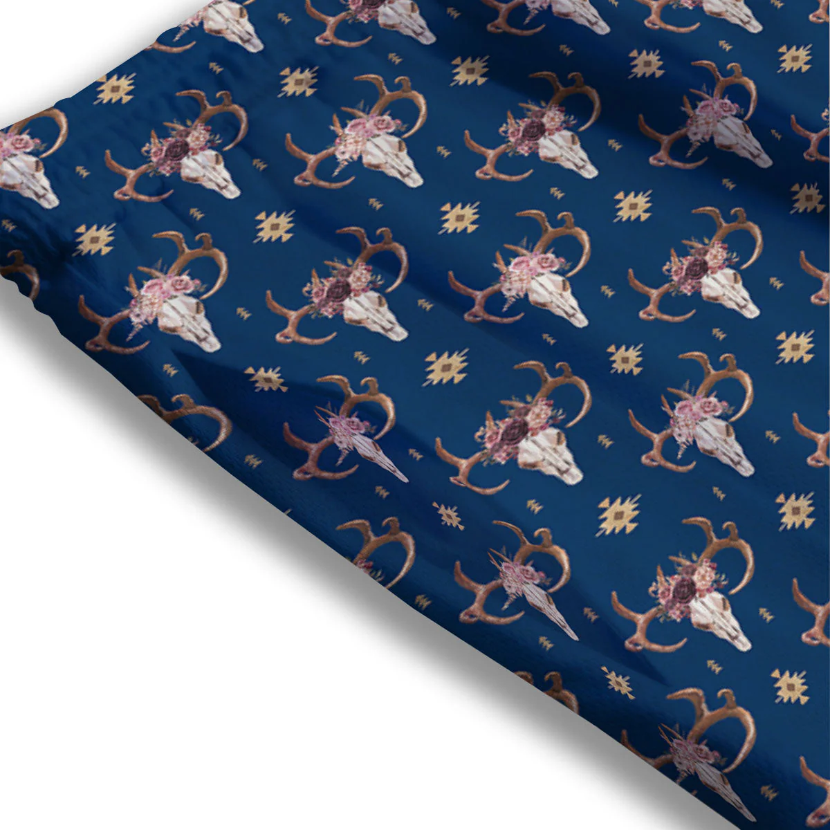 Skull Deer Boho Print Pattern Mesh Shorts - Image 3