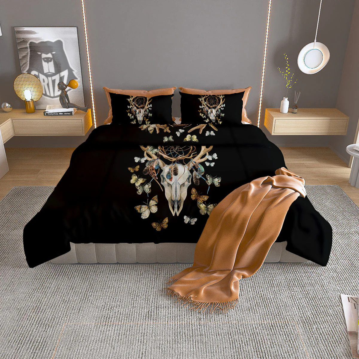 Skull Dreamcatcher Deer Print Duvet Cover Bedding Set
