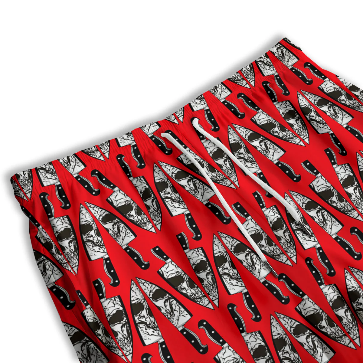 Skull Face Reflection Knife Print Pattern Men's Athletic Shorts - Image 3