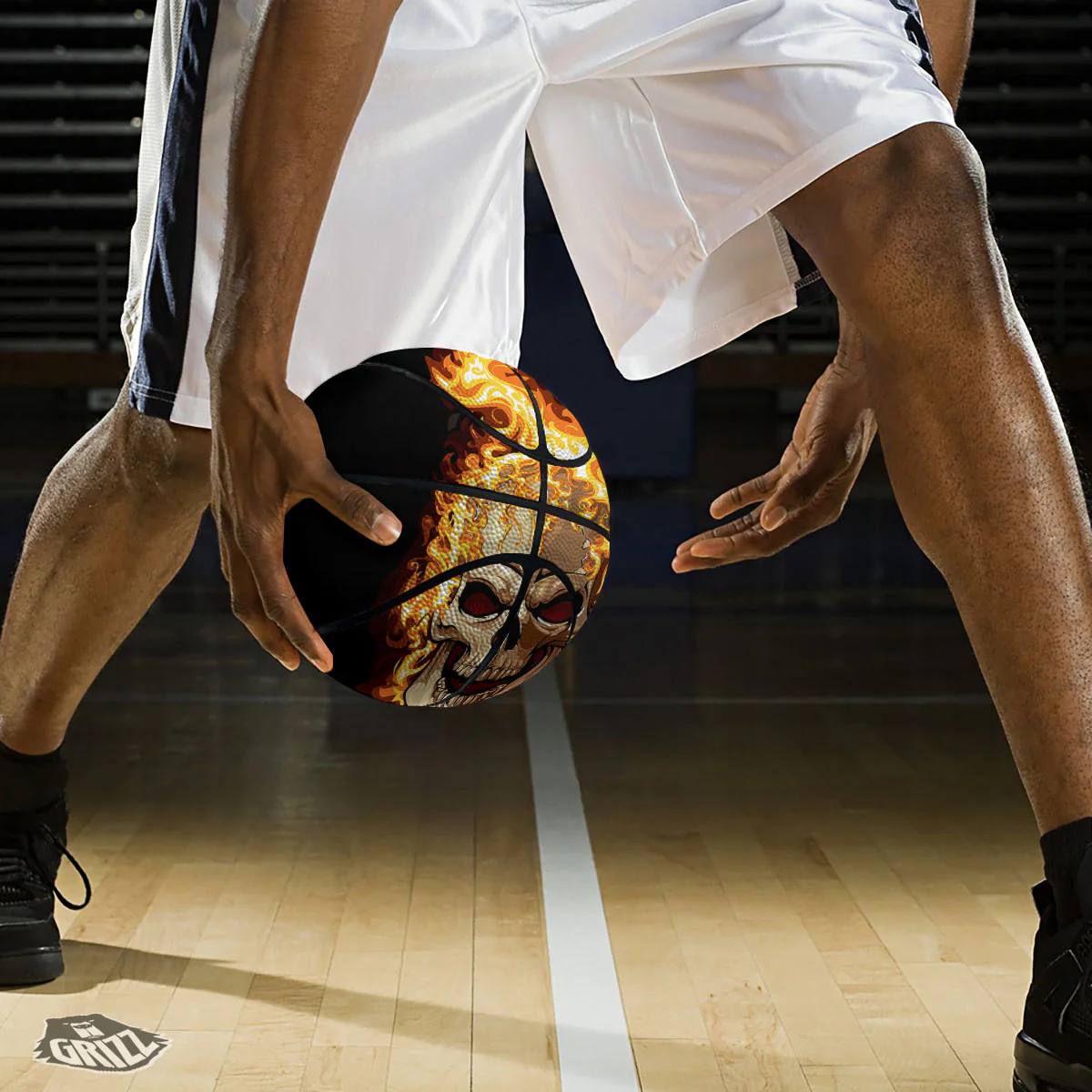 Skull Fire Print Basketball - Image 3