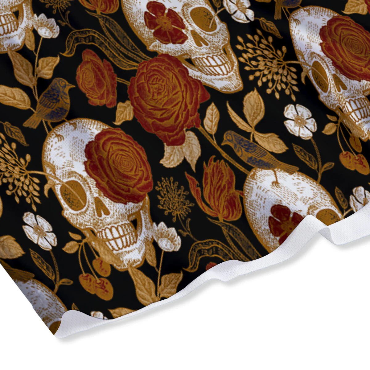 Skull Floral Vintage Print Pattern Mesh Shorts - Image 4