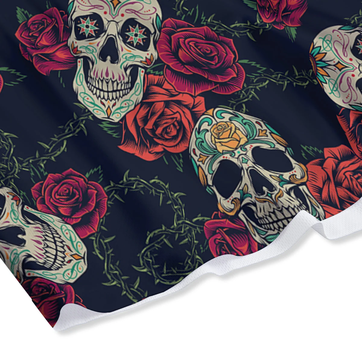 Skull Flowers Vintage Print Pattern Mesh Shorts - Image 4