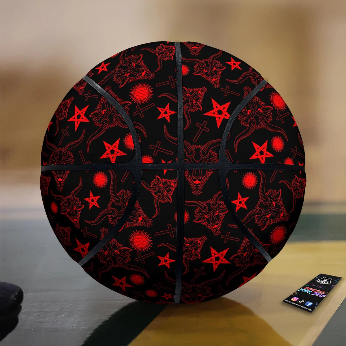 Skull Pentagram Satan Goat Print Pattern Basketball