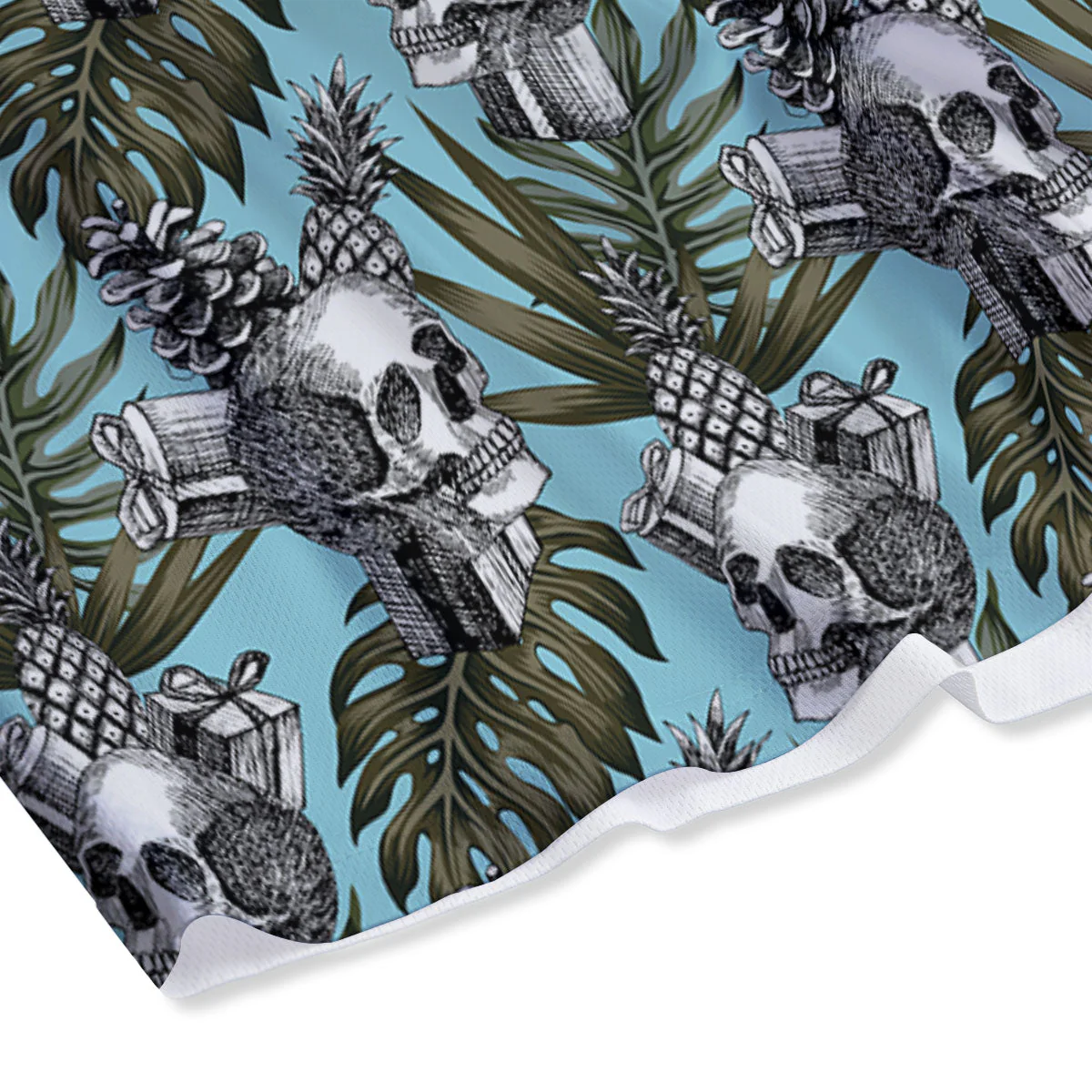Skull Pineapple Tropical Print Pattern Mesh Shorts - Image 4