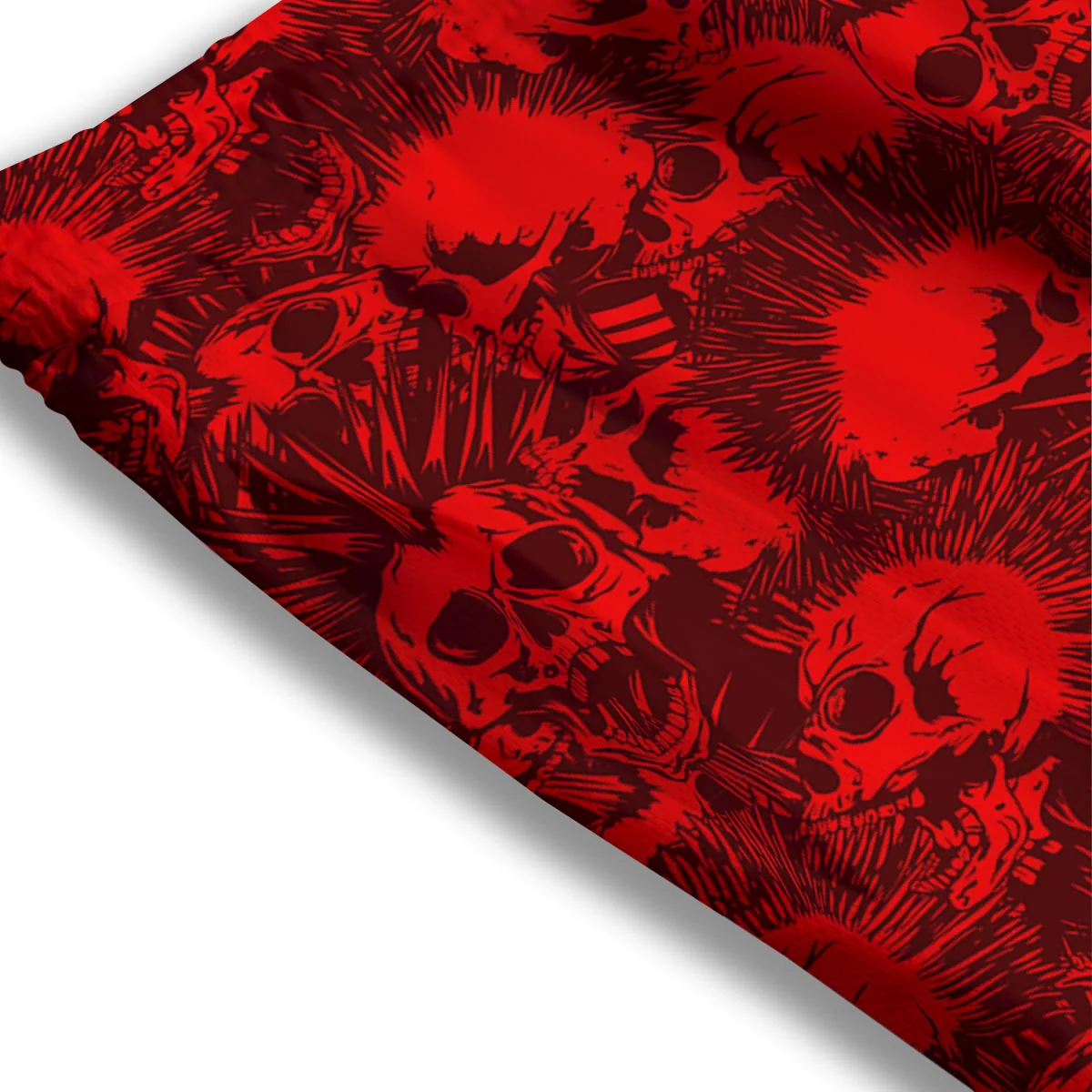 Skull Punk Red Print Pattern Mesh Shorts - Image 3