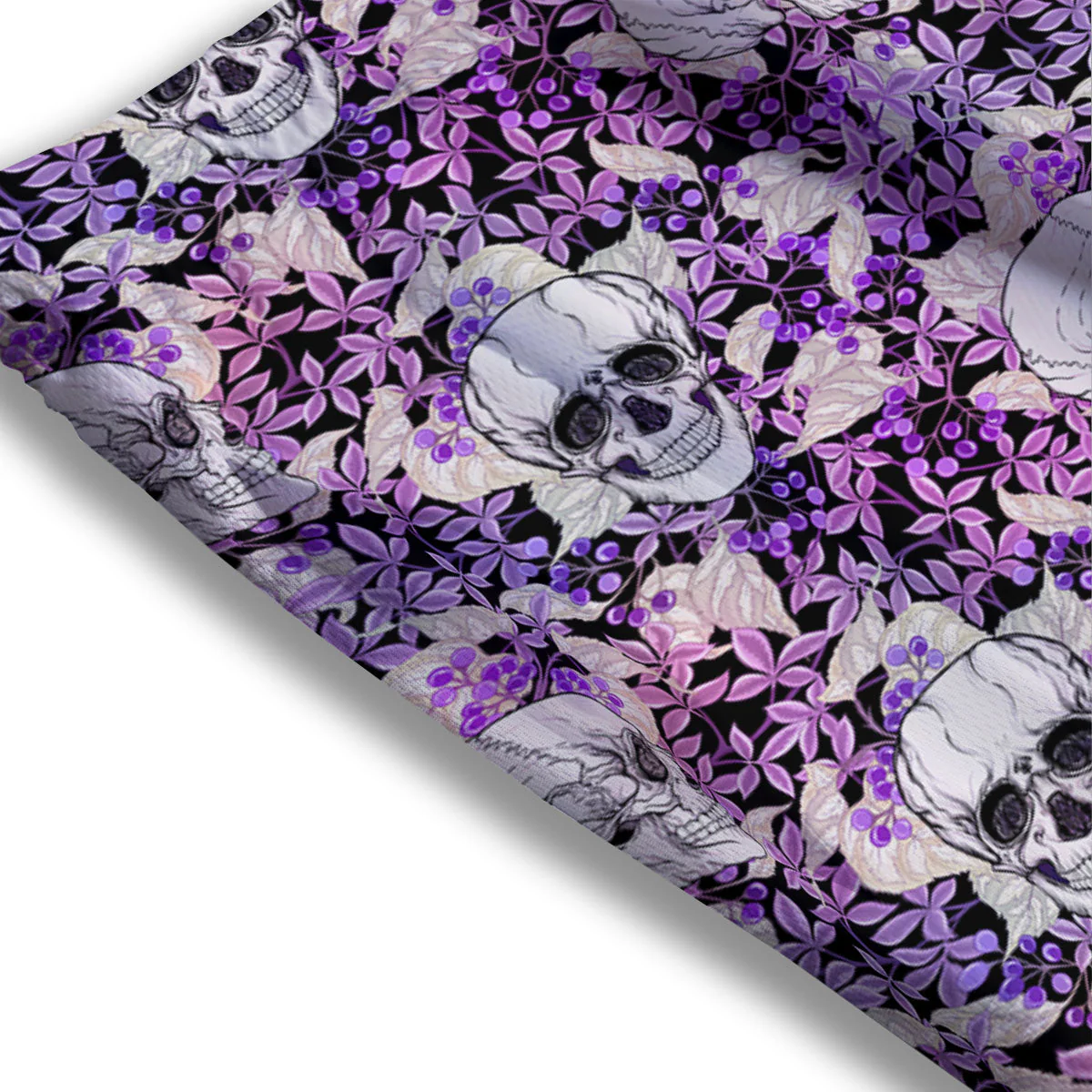 Skull Purple Tropical Print Pattern Mesh Shorts - Image 3