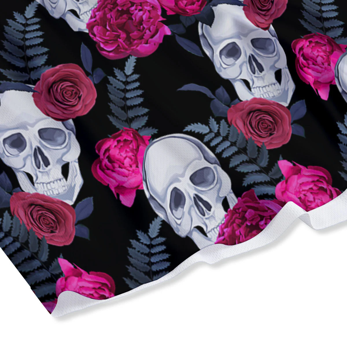 Skull Red Peony Print Pattern Mesh Shorts - Image 4