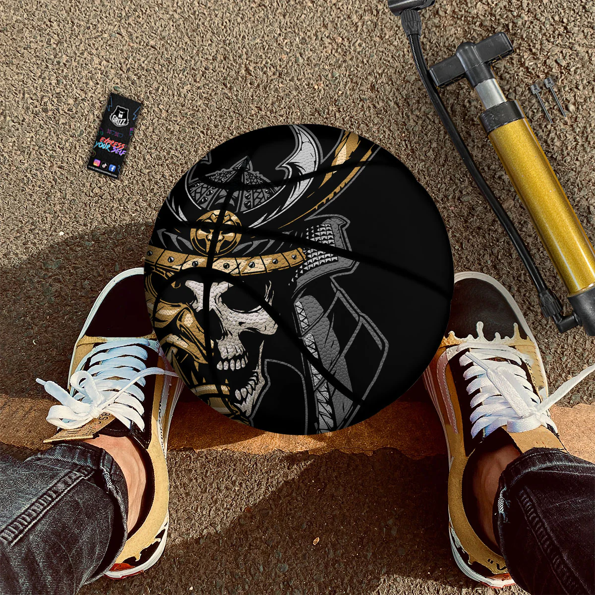 Skull Samurai Warrior Print Basketball - Image 2