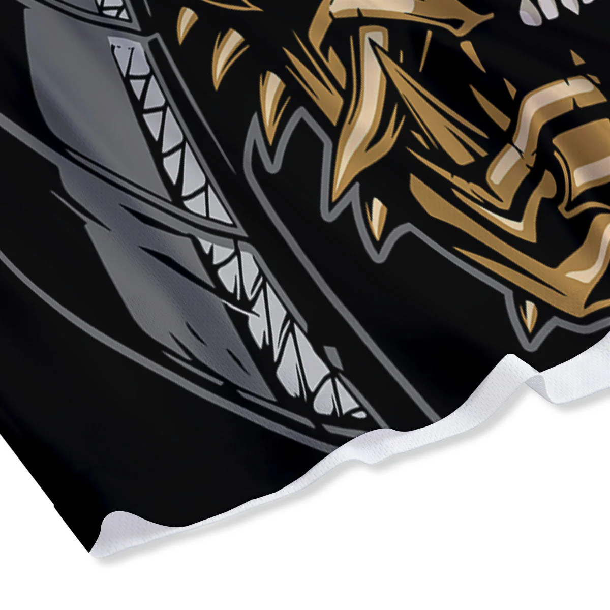 Skull Samurai Warrior Print Mesh Shorts - Image 4