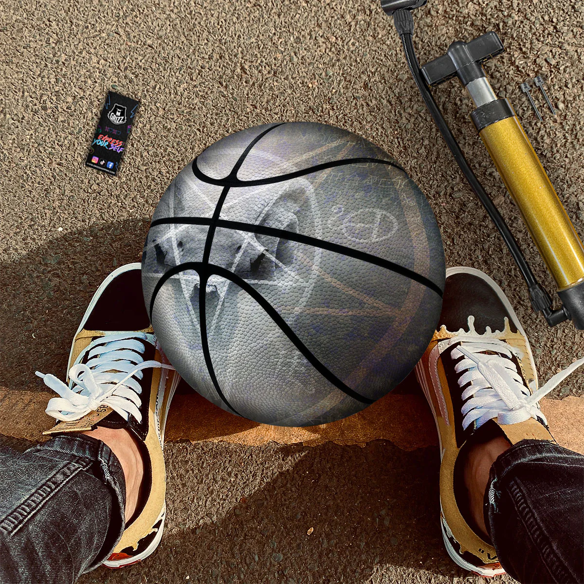Skull Satanic Pentagram Print Basketball - Image 2