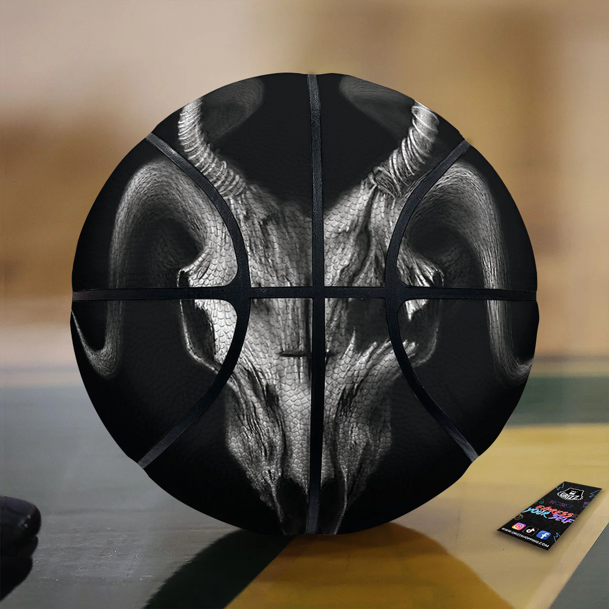 Skull Symbol Satan Goat Print Basketball