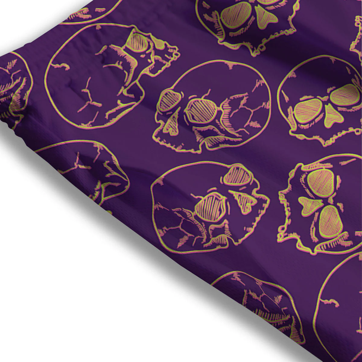 Skull Teal And Purple Print Pattern Mesh Shorts - Image 3