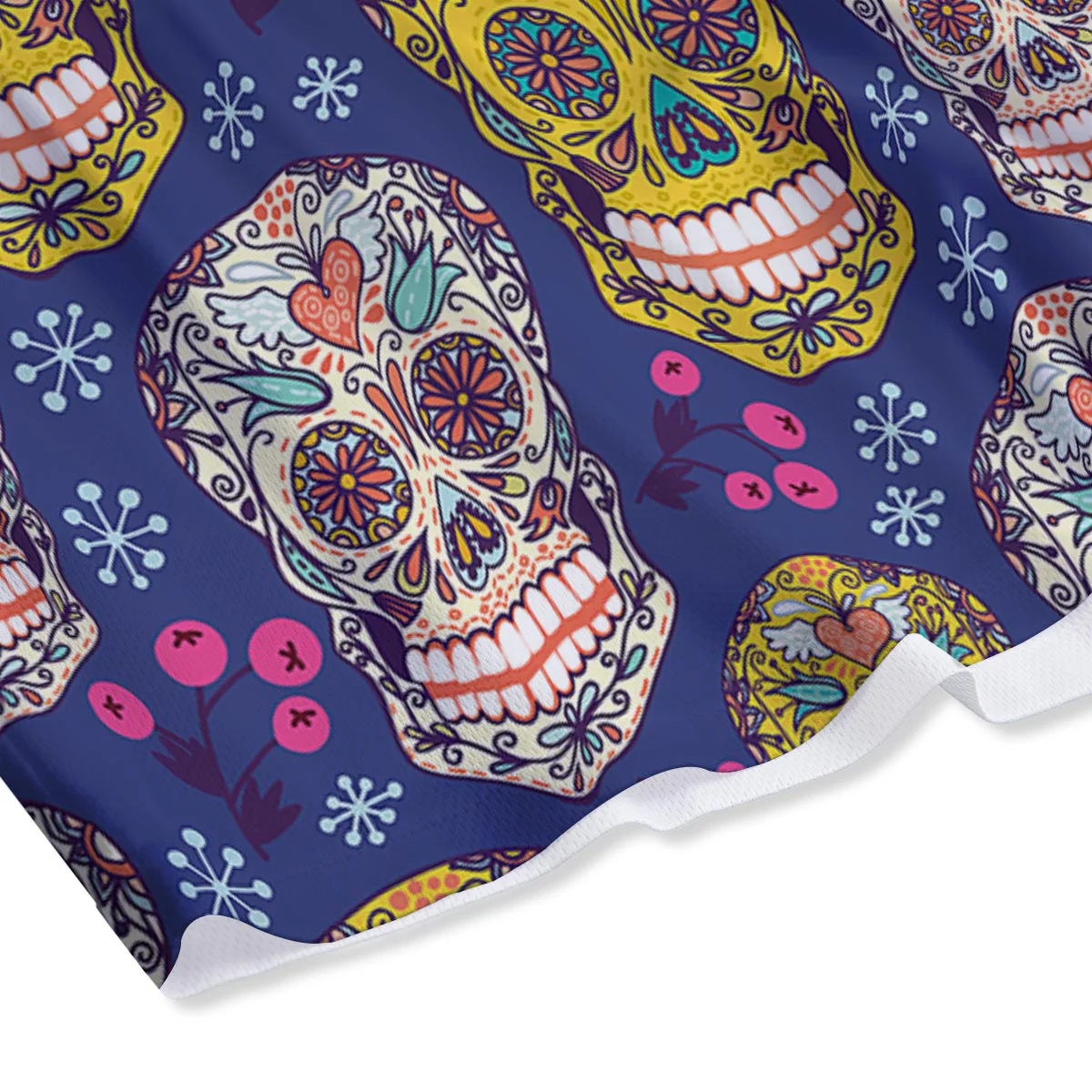 Skull Teal Sugar Print Pattern Mesh Shorts - Image 4