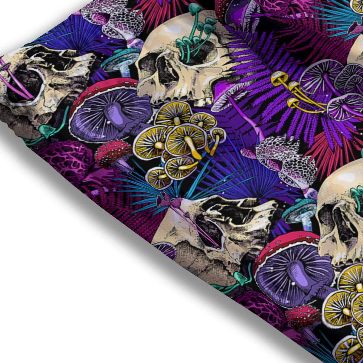 Skull Trippy Print Pattern Mesh Shorts - Image 3