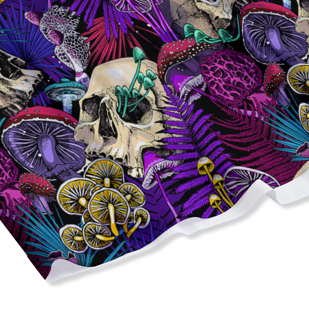 Skull Trippy Print Pattern Mesh Shorts - Image 4