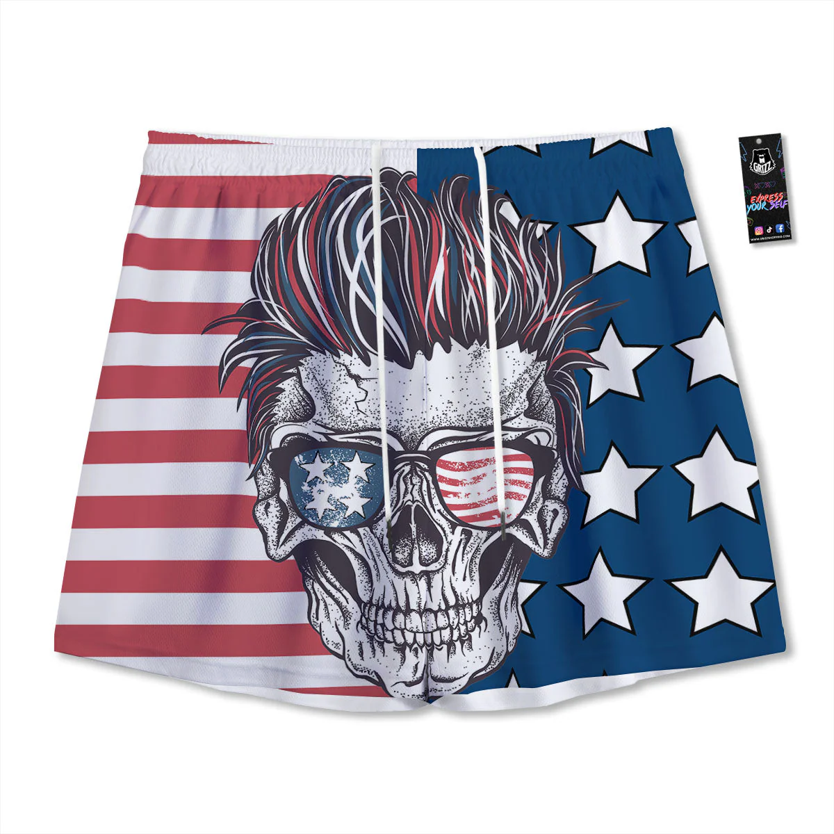 Skull With Sunglasses American Print Mesh Shorts