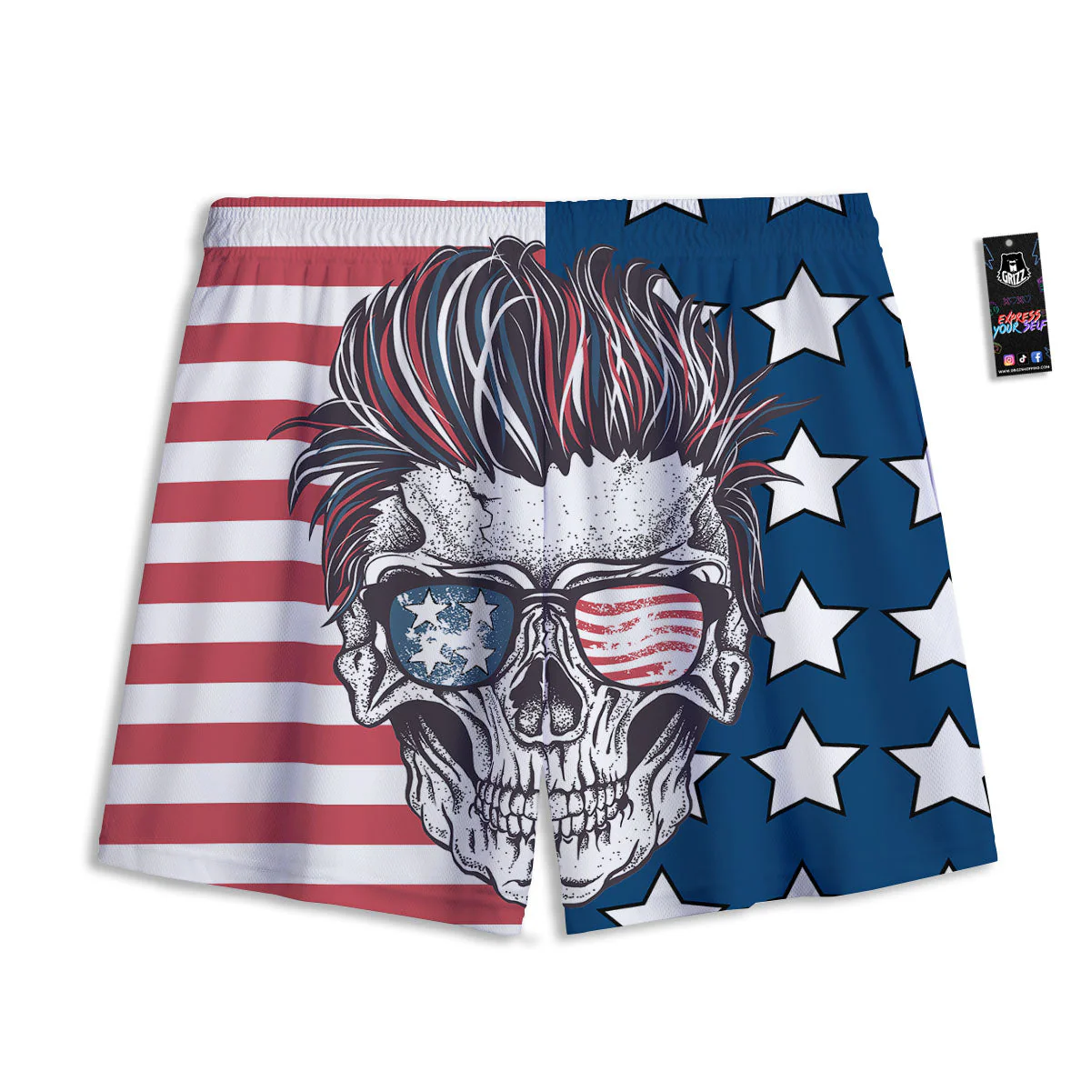 Skull With Sunglasses American Print Mesh Shorts - Image 2