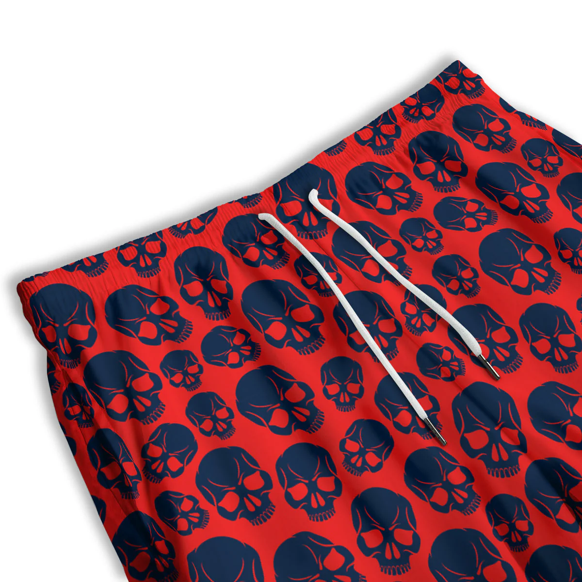Skulls Red And Blue Hard Rock Print Pattern Men's Athletic Shorts - Image 3