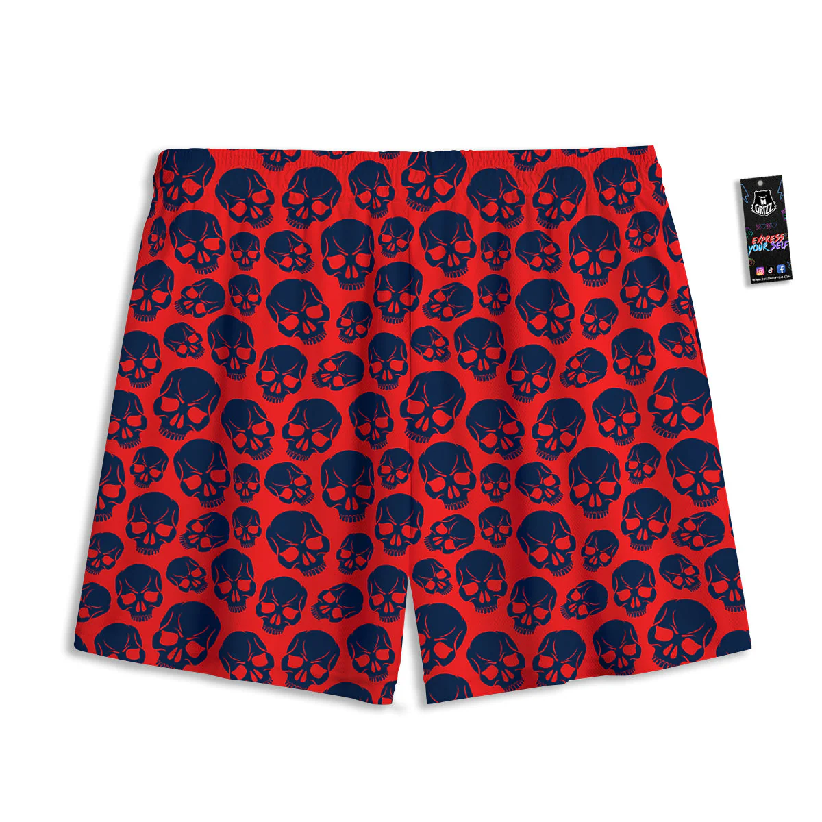 Skulls Red And Blue Hard Rock Print Pattern Mesh Shorts - Image 2