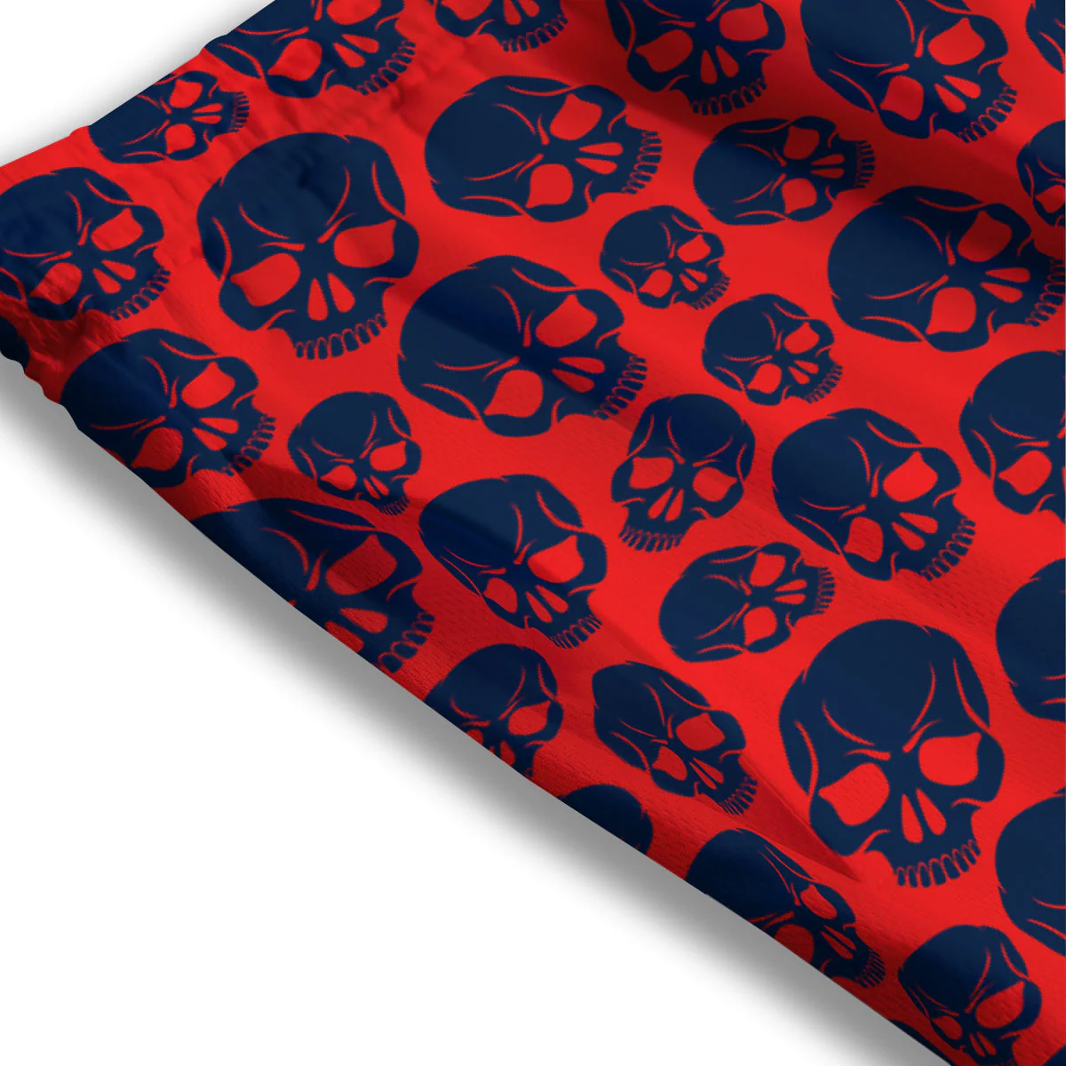 Skulls Red And Blue Hard Rock Print Pattern Mesh Shorts - Image 3