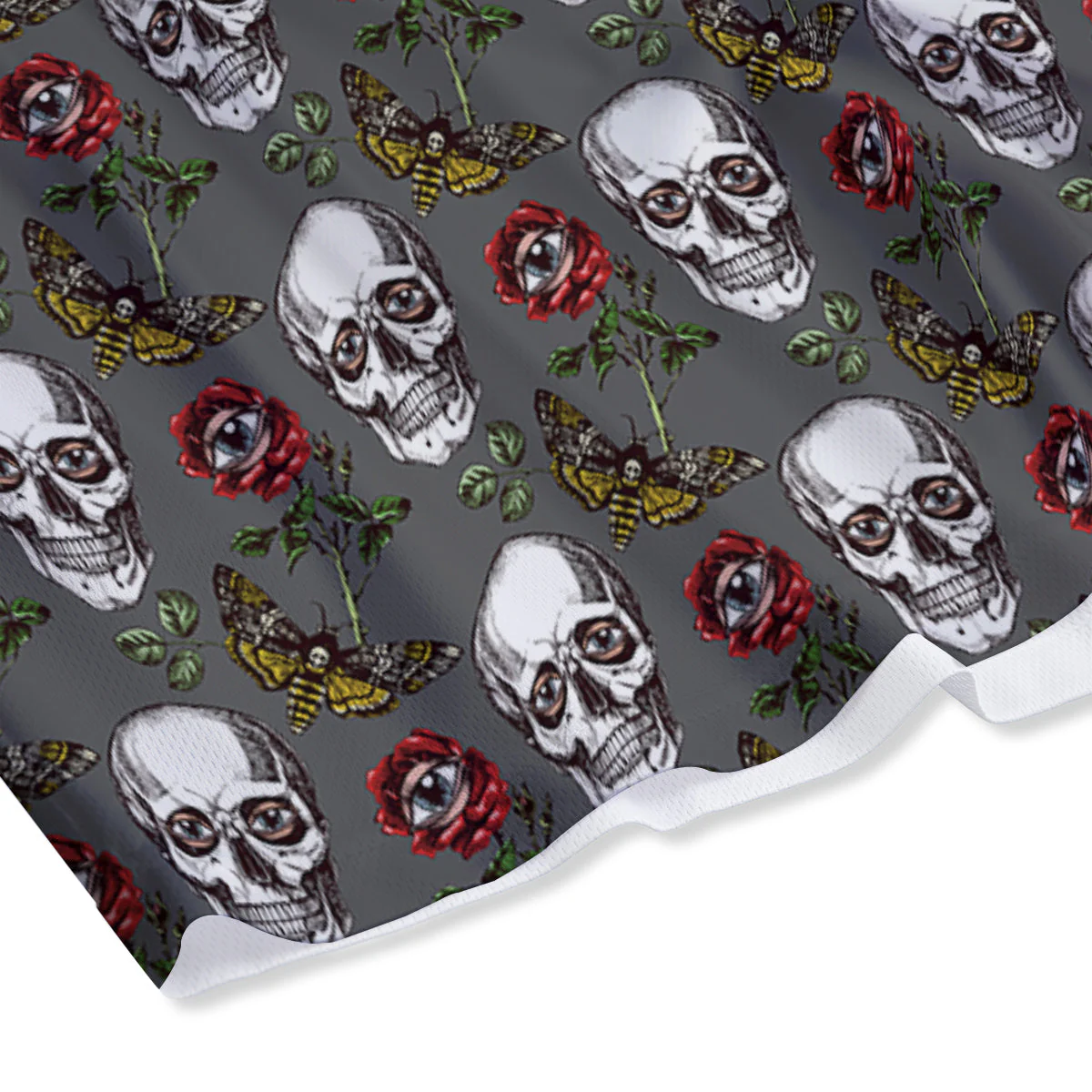 Skulls Roses Death Eyes Print Pattern Mesh Shorts - Image 4