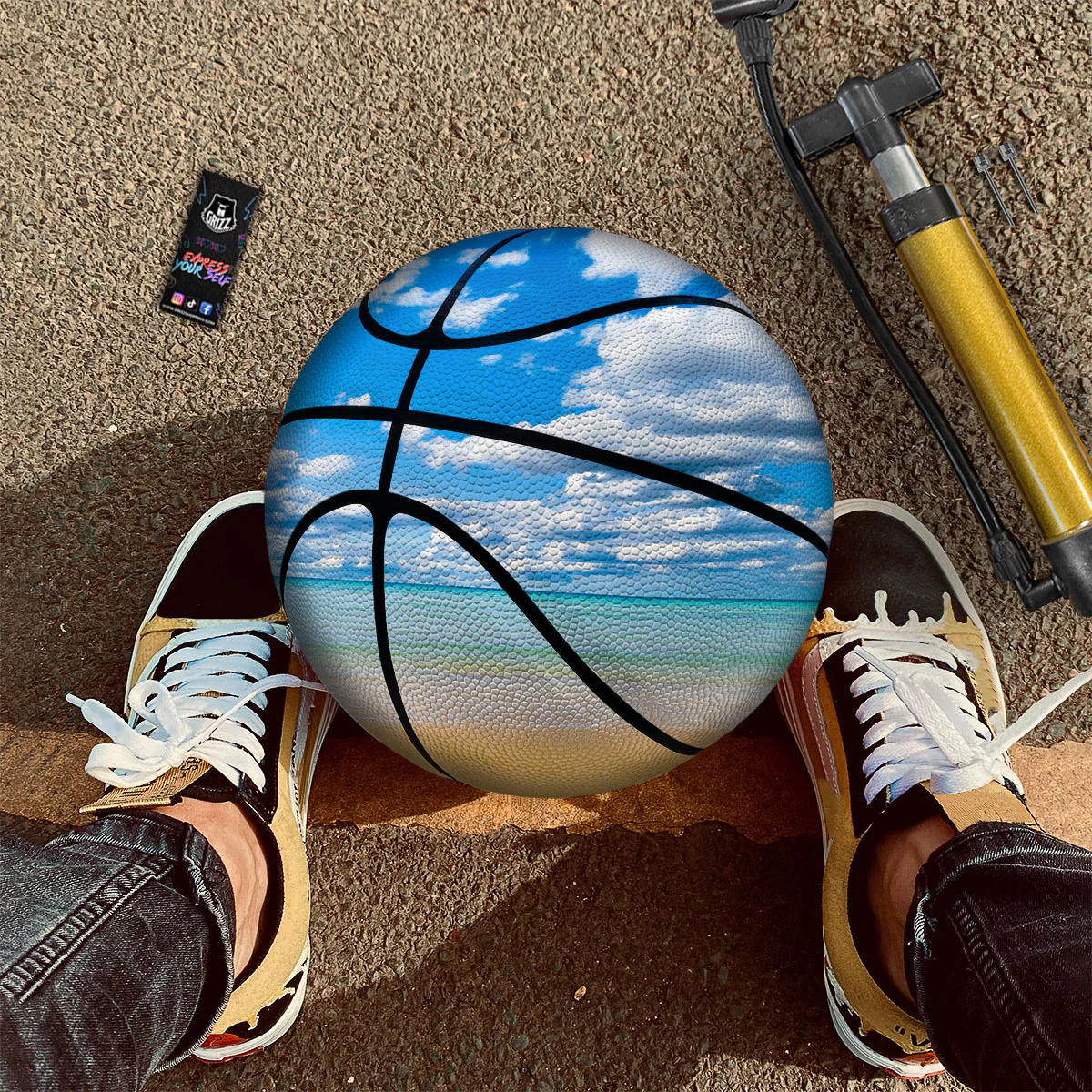 Sky And Sea Print Basketball - Image 2