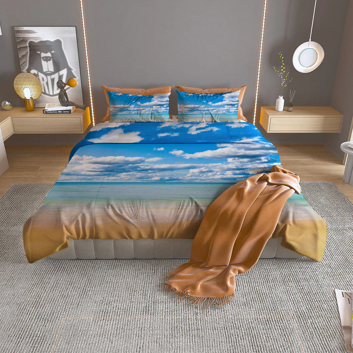 Sky And Sea Print Duvet Cover Bedding Set