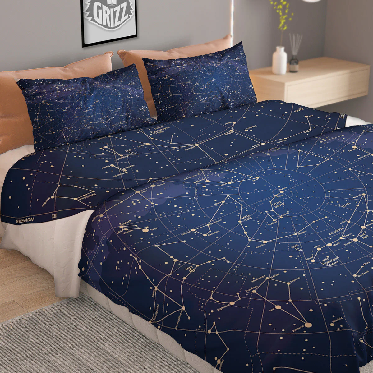 Sky Map Constellation Print Duvet Cover Bedding Set - Image 2