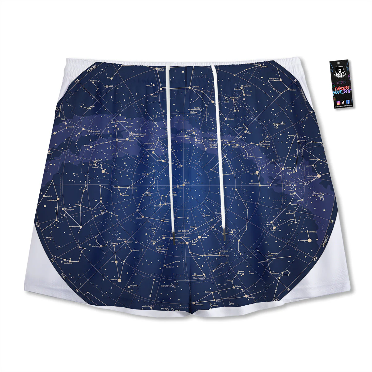 Sky Map Constellation Print Mesh Shorts