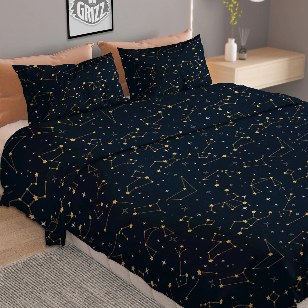 Sky Map Constellation Print Pattern Duvet Cover Bedding Set - Image 2