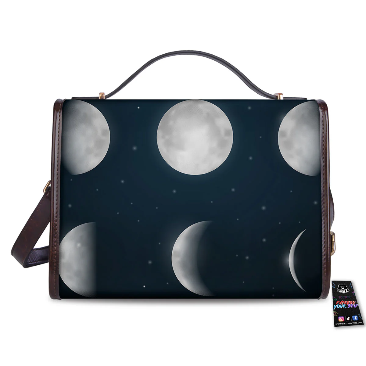 Sky Moon Night Phase Print Women's Satchel Bag - Image 2