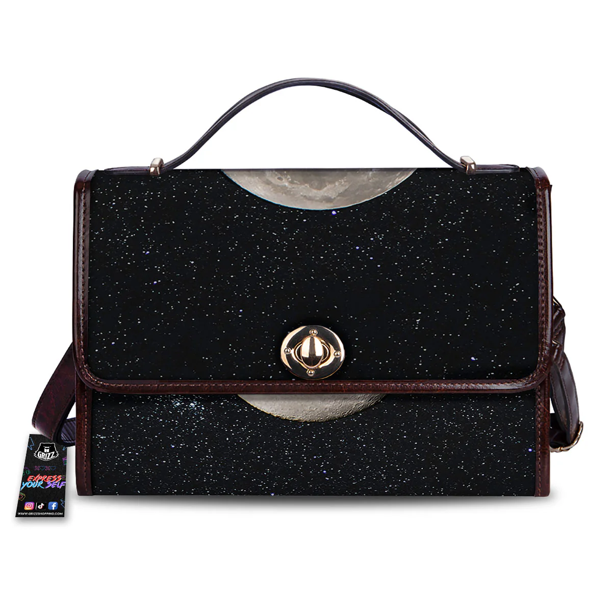 Sky Night Full Moon Print Women's Satchel Bag
