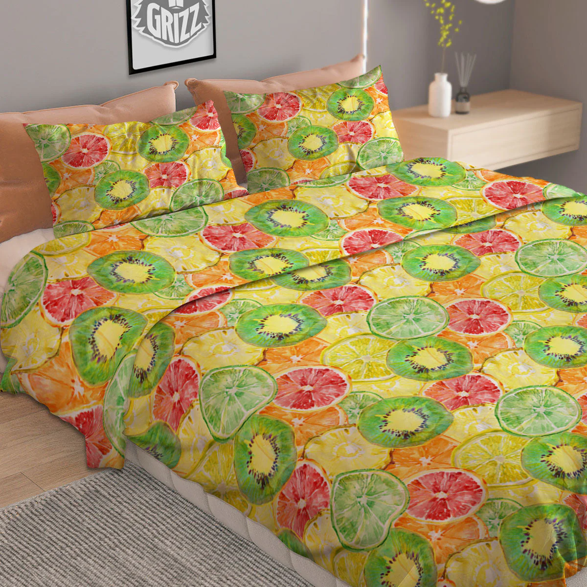 Slices Fruit Orange Print Pattern Duvet Cover Bedding Set - Image 2