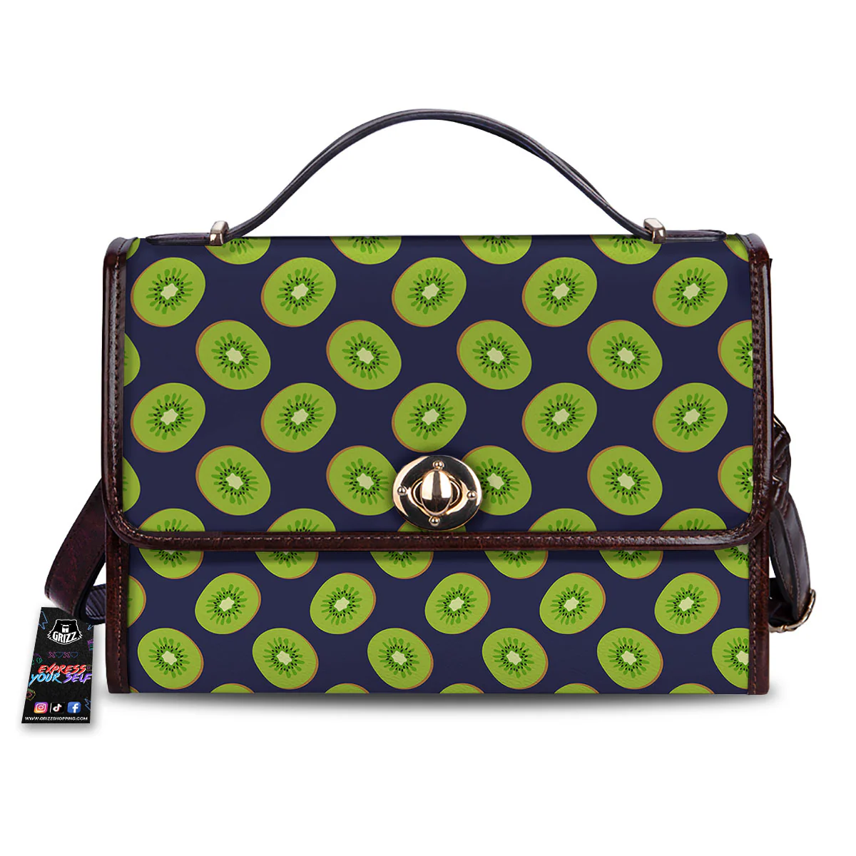 Slices Kiwi Print Pattern Women's Satchel Bag