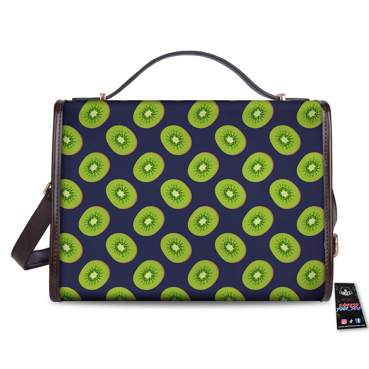 Slices Kiwi Print Pattern Women's Satchel Bag - Image 2
