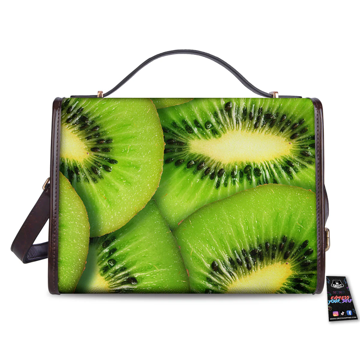 Slices Kiwi Print Women's Satchel Bag - Image 2