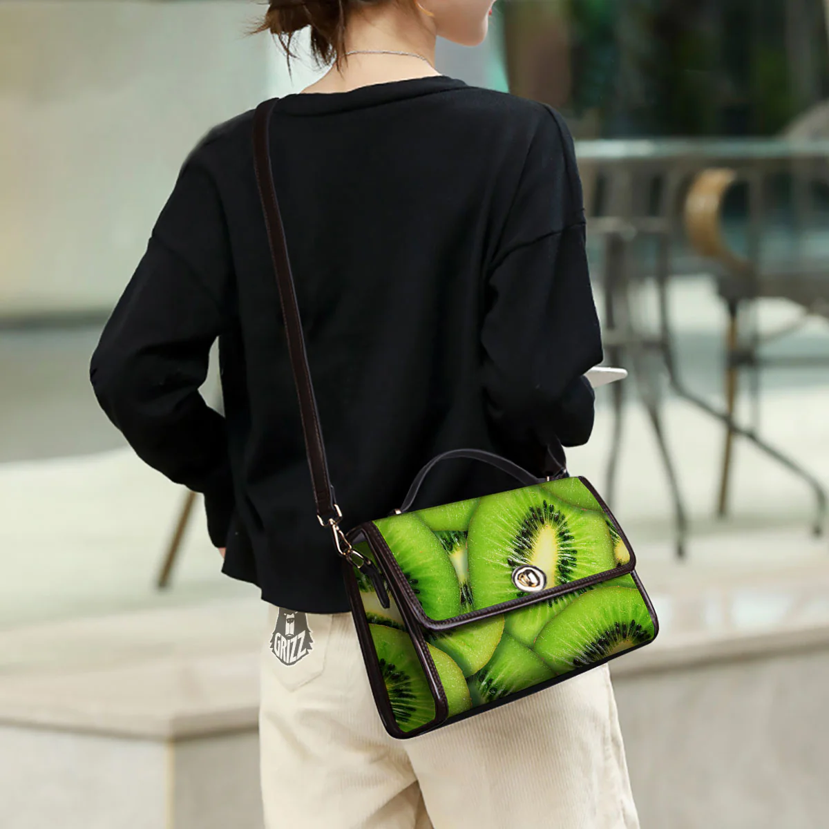 Slices Kiwi Print Women's Satchel Bag - Image 3