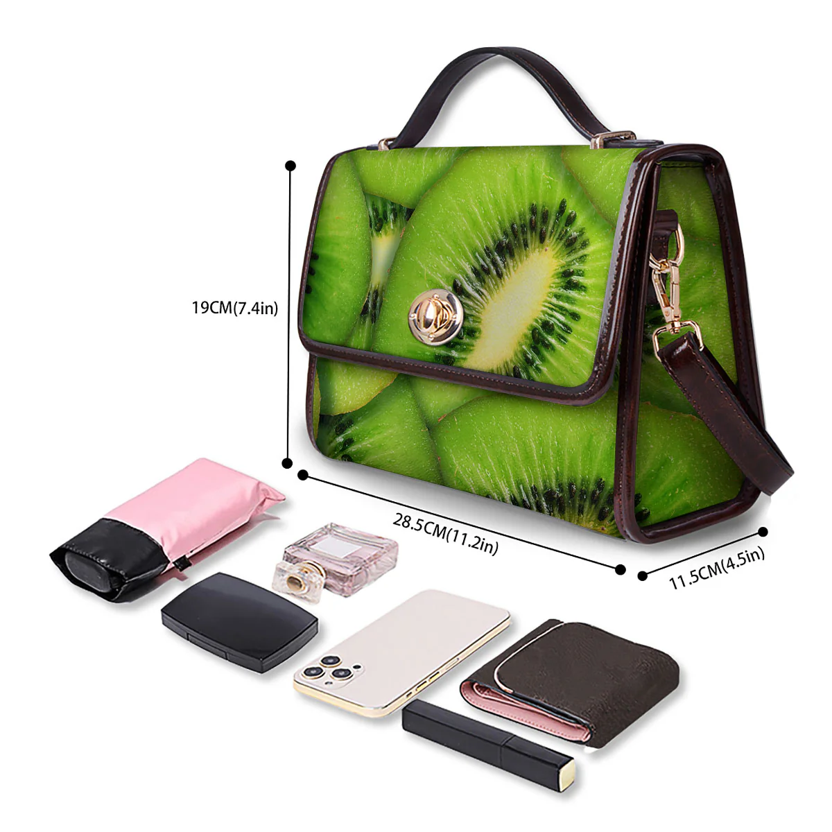 Slices Kiwi Print Women's Satchel Bag - Image 4