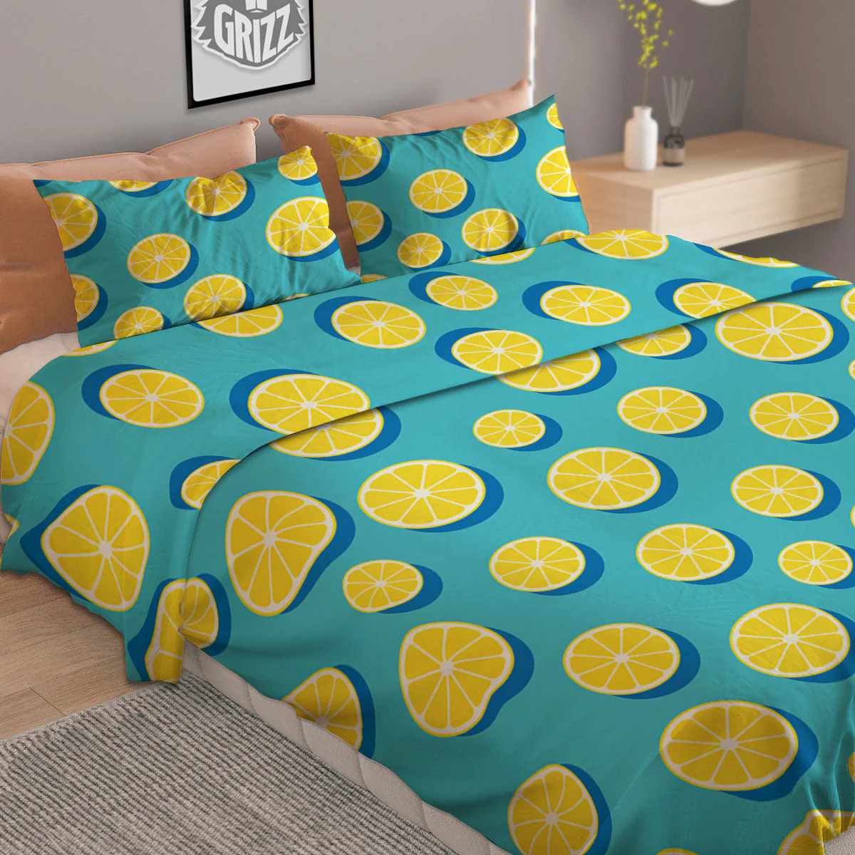 Slices Lemon Print Pattern Duvet Cover Bedding Set - Image 2