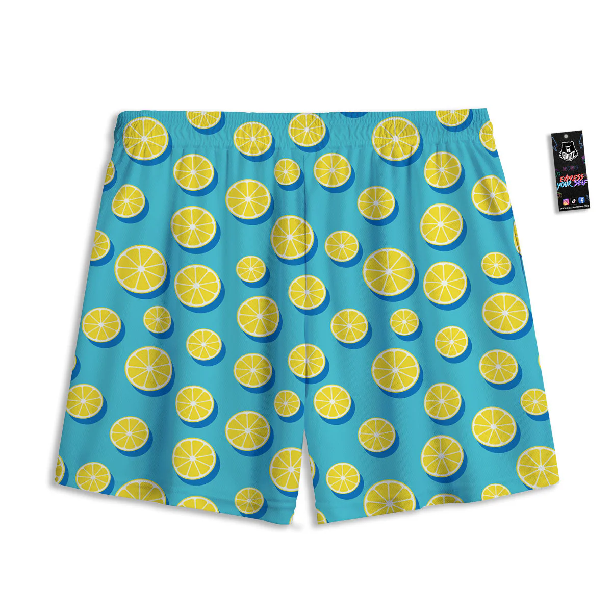 Slices Lemon Print Pattern Mesh Shorts - Image 2