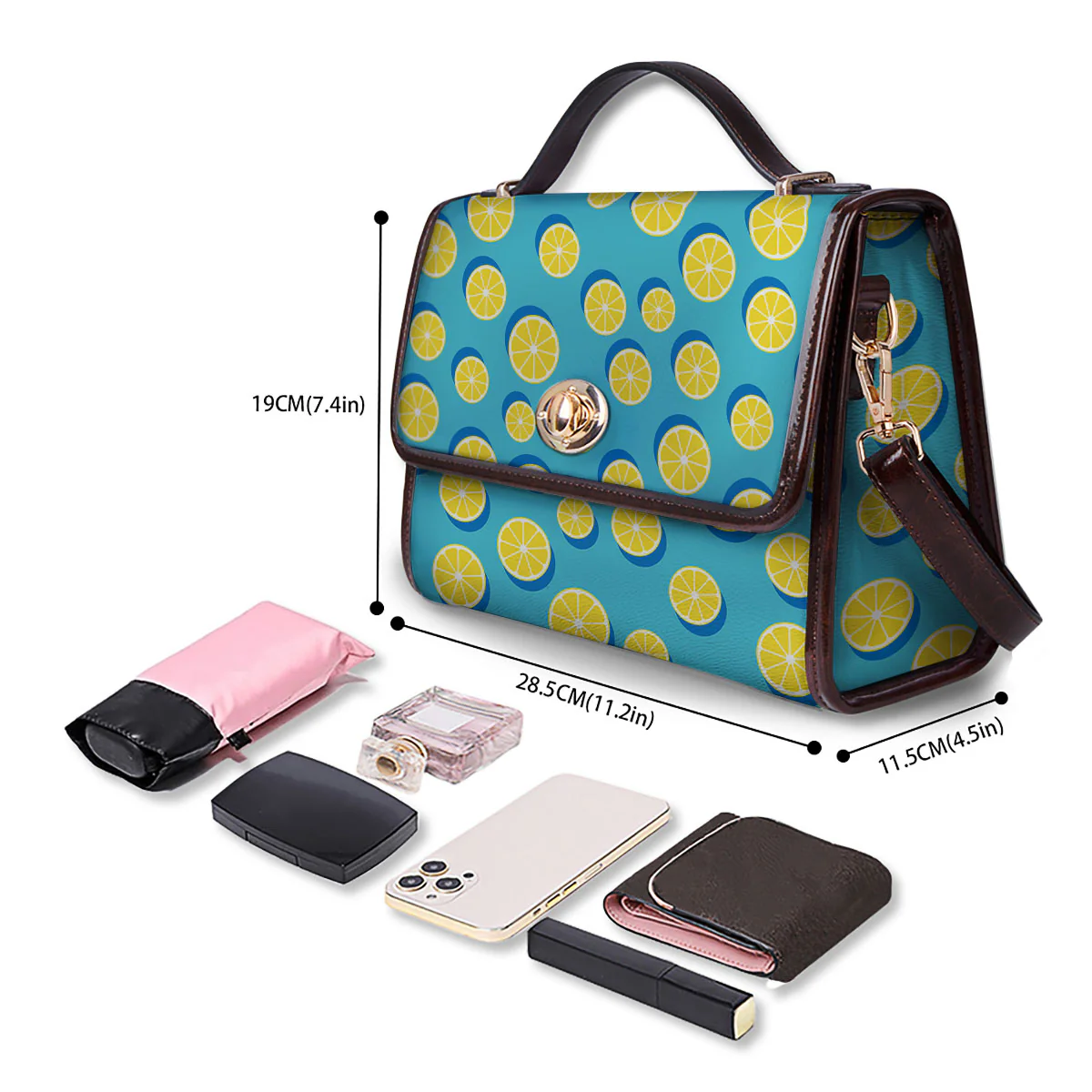 Slices Lemon Print Pattern Women's Satchel Bag - Image 4